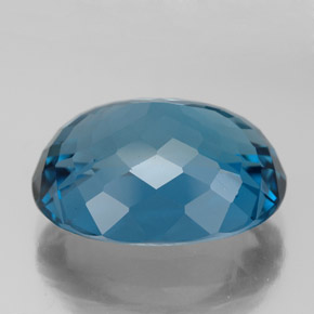 15.18캐럿 천연 런던 블루 토파즈, 타원형 컷, 16.7×13.2 mm, VVS-VS