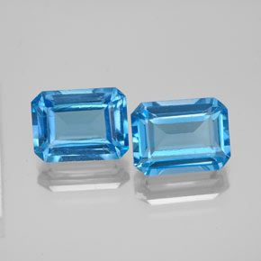 캐럿 천연 스위스 블루 토파즈 보석, 에메랄드 컷, 8.2×6.2 mm, VS