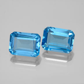 캐럿 천연 스위스 블루 토파즈 보석, 에메랄드 컷, 8.2×6.2 mm, VS