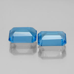 캐럿 천연 스위스 블루 토파즈 보석, 에메랄드 컷, 8.2×6.2 mm, VS