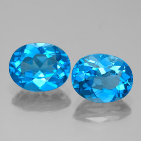 캐럿 천연 스위스 블루 토파즈 보석, 타원형 컷, 9.2×7.3 mm, VVS-VS