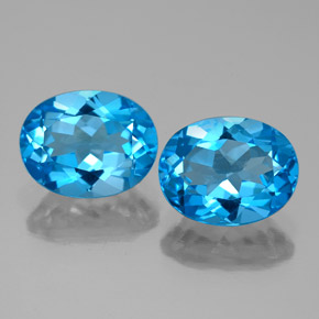 캐럿 천연 스위스 블루 토파즈 보석, 타원형 컷, 9.2×7.1 mm, VVS-VS