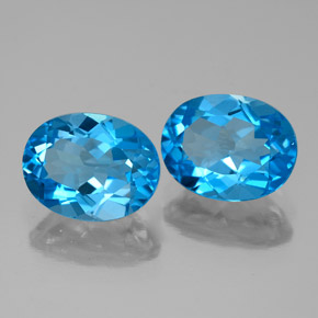 캐럿 천연 스위스 블루 토파즈 보석, 타원형 컷, 9.2×7.1 mm, VVS-VS