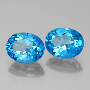 캐럿 천연 스위스 블루 토파즈 보석, 타원형 컷, 9.2×7.2 mm, VVS-VS