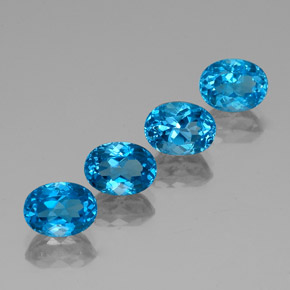캐럿 천연 스위스 블루 토파즈 보석, 타원형 컷, 8×6.1 mm, VVS-VS