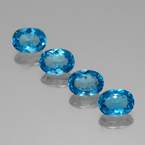 캐럿 천연 스위스 블루 토파즈 보석, 타원형 컷, 8.1×6.1 mm, VVS-VS