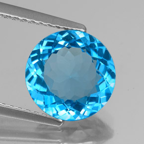 3.24캐럿 천연 스위스 블루 토파즈, 라운드 컷, 9.35 mm, VS