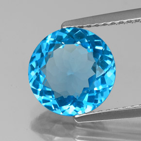 3.24캐럿 천연 스위스 블루 토파즈, 라운드 컷, 9.35 mm, VS