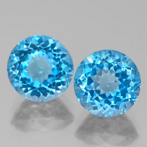 캐럿 천연 스위스 블루 토파즈 보석, 라운드 컷, 8.15 mm, VS