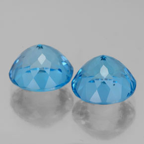 캐럿 천연 스위스 블루 토파즈 보석, 라운드 컷, 8.15 mm, VS