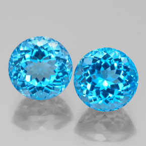 캐럿 천연 스위스 블루 토파즈 보석, 라운드 컷, 8.17 mm, VVS-VS