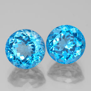 캐럿 천연 스위스 블루 토파즈 보석, 라운드 컷, 8.17 mm, VVS-VS
