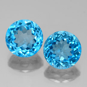 캐럿 천연 스위스 블루 토파즈 보석, 라운드 컷, 8.01 mm, VVS-VS