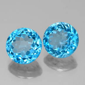 캐럿 천연 스위스 블루 토파즈 보석, 라운드 컷, 8.01 mm, VVS-VS