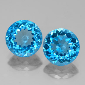 캐럿 천연 스위스 블루 토파즈 보석, 라운드 컷, 8.07 mm, VVS