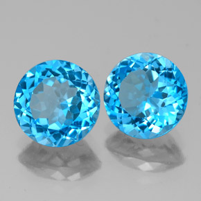 캐럿 천연 스위스 블루 토파즈 보석, 라운드 컷, 8.07 mm, VVS