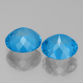 캐럿 천연 스위스 블루 토파즈 보석, 라운드 컷, 8.07 mm, VVS