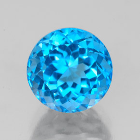 3.16캐럿 천연 스위스 블루 토파즈, 라운드 컷, 8.24 mm, VS