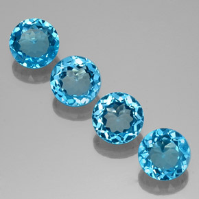 캐럿 천연 스위스 블루 토파즈 보석, 라운드 컷, 7.03 mm, VVS-VS