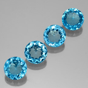 캐럿 천연 스위스 블루 토파즈 보석, 라운드 컷, 7.03 mm, VVS-VS