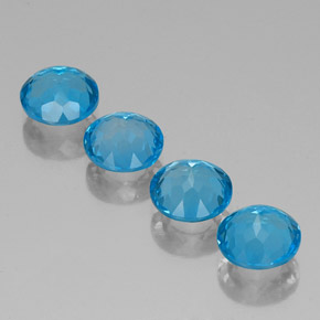 캐럿 천연 스위스 블루 토파즈 보석, 라운드 컷, 7.03 mm, VVS-VS