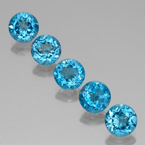 캐럿 천연 스위스 블루 토파즈 보석, 라운드 컷, 7.00 mm, VVS-VS