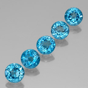 캐럿 천연 스위스 블루 토파즈 보석, 라운드 컷, 7.00 mm, VVS-VS