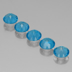 캐럿 천연 스위스 블루 토파즈 보석, 라운드 컷, 7.00 mm, VVS-VS