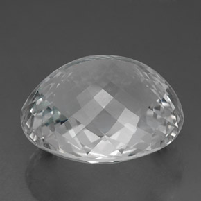 86.40캐럿 천연 화이트 토파즈, 타원형 컷, 27.5×23.9 mm, VVS