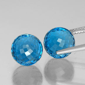 13.85캐럿 천연 스위스 블루 토파즈 보석, 구형 / 볼, 9.21 mm, VVS-VS