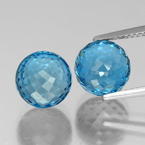 11.51캐럿 천연 스위스 블루 토파즈 보석, 구형 / 볼, 8.62 mm, VVS-VS