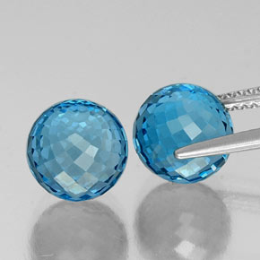 11.51캐럿 천연 스위스 블루 토파즈 보석, 구형 / 볼, 8.62 mm, VVS-VS