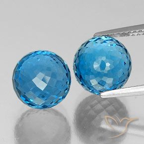 13.05캐럿 천연 스위스 블루 토파즈 보석, 구형 / 볼, 8.87 mm, VS