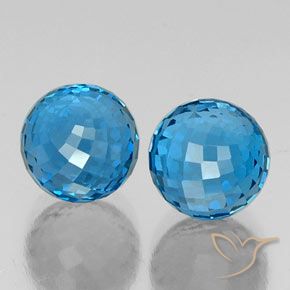 13.05캐럿 천연 스위스 블루 토파즈 보석, 구형 / 볼, 8.87 mm, VS