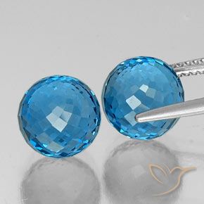13.05캐럿 천연 스위스 블루 토파즈 보석, 구형 / 볼, 8.87 mm, VS