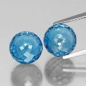 14.32캐럿 천연 스위스 블루 토파즈 보석, 구형 / 볼, 9.27 mm, VVS