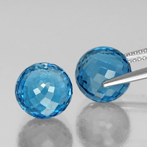 14.32캐럿 천연 스위스 블루 토파즈 보석, 구형 / 볼, 9.27 mm, VVS