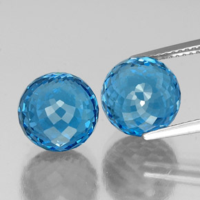캐럿 천연 스위스 블루 토파즈 보석, 구형 / 볼, 9.65 mm, VS