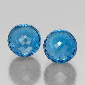 캐럿 천연 스위스 블루 토파즈 보석, 구형 / 볼, 9.65 mm, VS