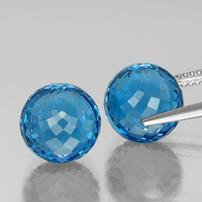 캐럿 천연 스위스 블루 토파즈 보석, 구형 / 볼, 9.65 mm, VS