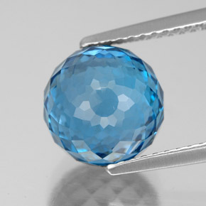 6.55캐럿 천연 블루 토파즈, 구형 / 볼, 8.98 mm, VS