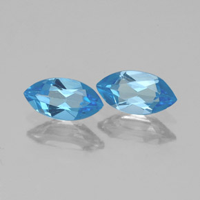 캐럿 천연 스위스 블루 토파즈 보석, 마퀴즈, 6.9×3.6 mm, VVS-VS