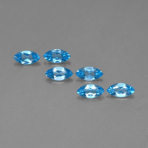 캐럿 천연 스위스 블루 토파즈 보석, 마퀴즈, 7.2×3.6 mm, VVS