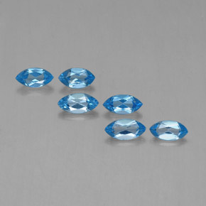 2.55캐럿 천연 스위스 블루 토파즈 보석, 마퀴즈, 6.8×3.5 mm, VVS-VS