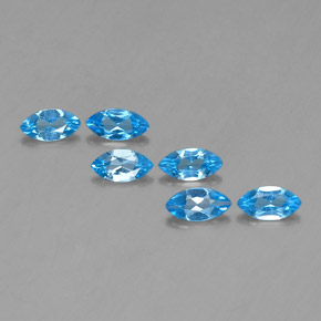 캐럿 천연 스위스 블루 토파즈 보석, 마퀴즈, 7.1×3.7 mm, VVS-VS