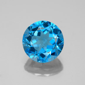 3.72캐럿 천연 스위스 블루 토파즈, 라운드 컷, 9.23 mm, VS