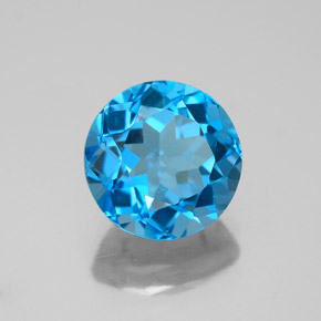 3.72캐럿 천연 스위스 블루 토파즈, 라운드 컷, 9.23 mm, VS