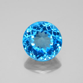 3.21캐럿 천연 스위스 블루 토파즈, 라운드 컷, 8.95 mm, SI