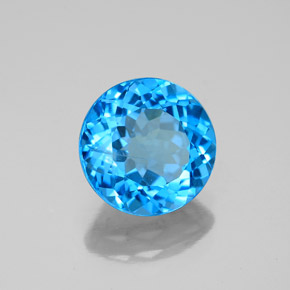 3.21캐럿 천연 스위스 블루 토파즈, 라운드 컷, 8.95 mm, SI