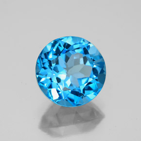 3.55캐럿 천연 스위스 블루 토파즈, 라운드 컷, 9.17 mm, VVS-VS